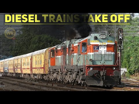 Diesel Trains Take Off | ALCO Twins Chugging & Acceleration Show | Indian Railways