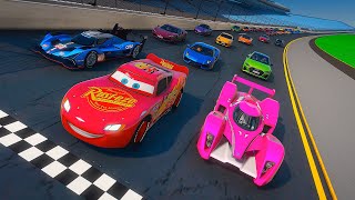 Cars Daytona Speedway Sprint McQueen vs Supercars Ferrari Lamborghini McLaren Mustang Camaro Race
