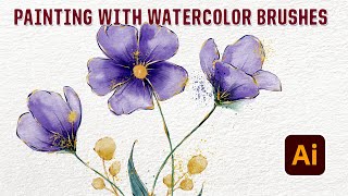 Adobe Illustrator Watercolor painting Tutorial - How to draw Grunge Vector Flowers and Leaves