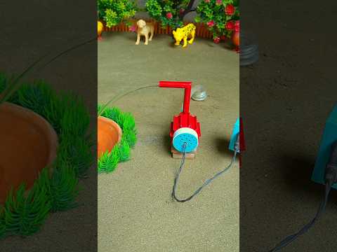 Mini hand pump project water with supply motor eating bear tiger and farm #waterpump #shorts #386