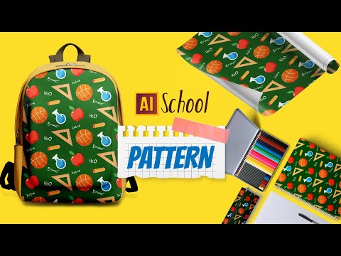 HOW TO DRAW A SCHOOL PATTERN (ball, apple, pencil, flask, ruler) | TUTORIAL IN ADOBE ILLUSTRATOR