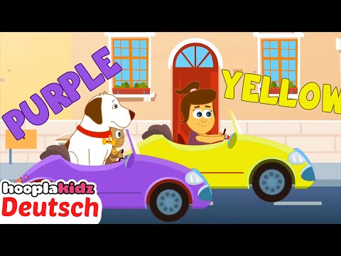 🌈Farben lernen mit dem Autolied 🚗| Kinderreime und Kinderlieder von HooplaKidz Deutsch