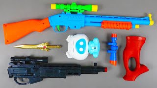 Broken piece AK 47 Toy Gun with Big Toy Sniper Rifle ! Toy Sword Emoji LED Light & Broken Binocular