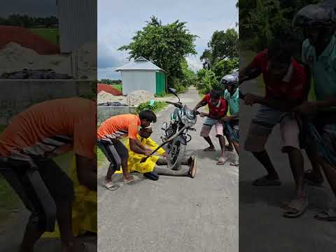 The motorcyclist runs away.