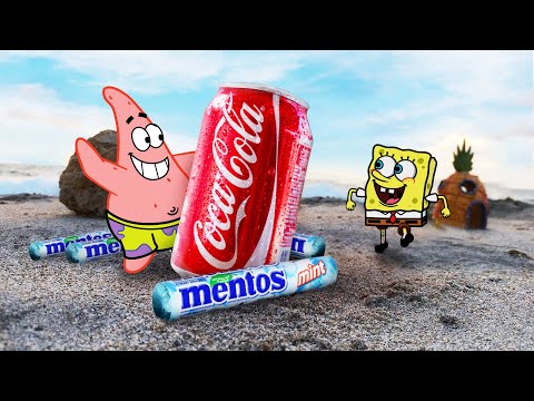 Spongebob vs Patrick in Real Life !! Experiments Coca vs Mentos | Woa Doodland