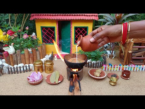 Miniature Tea | Coconut Shell Milk Tea Recipe | Miniature housewife |