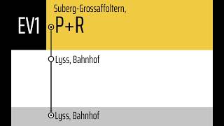 PostAuto Ansagen • EV1 • Suberg-Grossaffoltern, P+R – Lyss, Bahnhof