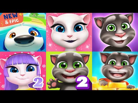 Talking Tom2 vs Talking Angela2 vs Talking Tom vs Angela vs Hank Islands vsGold Run 3vs3 game Ep4231