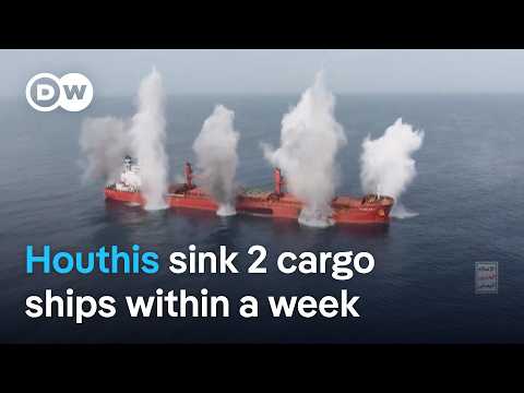 YouTube video thumbnail: Yemen's Houthi Rebels Release Video of Attack on Cargo Ship in the Red Sea