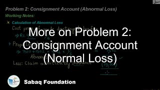 More on Problem 2: Consignment Account (Normal Loss)