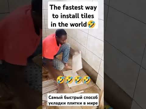 The fastest way to install tiles in the world.funny video