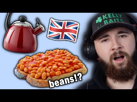 American Reacts to NORMAL in the UK but WEIRD in America? *beans for breakfast?*