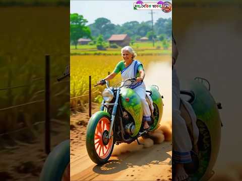 দাদি তরমুজ দিয়ে মোটরসাইকেল বানিয়ে বিপদে পড়লেন 😭 #ai #grandmother #watermelon