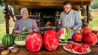 Juicy Smoked Watermelon with Homemade Jam in Village!