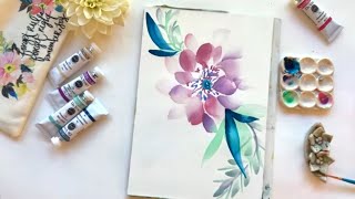 Watercolor Dahlias for Beginners  Step by Step