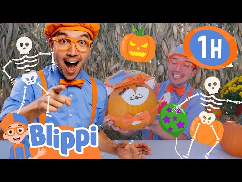 Halloween Pumpkin Rollercoaster Ride 🎃| Blippi 1 Hour | Moonbug Kids - Fun Stories and Colors