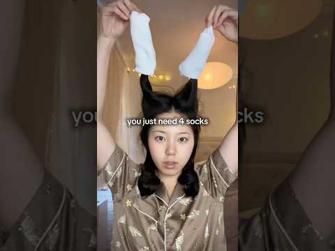 Overnight Sock Curls for Beginners 🧦 #shorts #hairstyle #hairtutorial #heatlesshairstyles