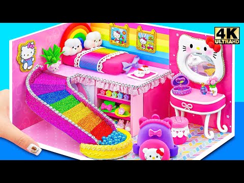 Make Hello Kitty House with Rainbow Slide Pool, Makeup Set from Clay Polyme ❤️ DIY Miniature House