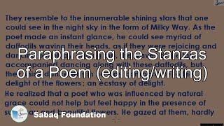 Paraphrasing the Stanzas of a Poem (editing/writing)