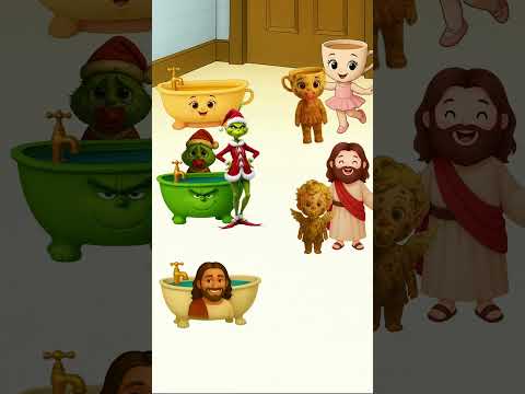 Jesus, Grinch e a Bailarina Cappucina escolherão as banheiras certas das crianças?  #jesus #shorts
