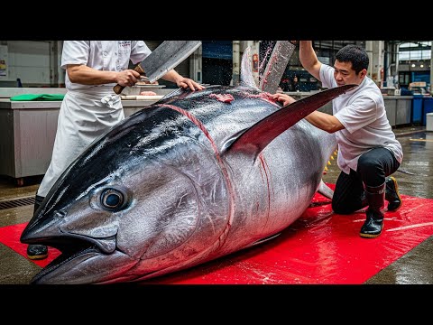 465kg of Bluefin Tuna. One Blade. Total Annihilation  #GiantTuna #BluefinTuna #SushiBoss