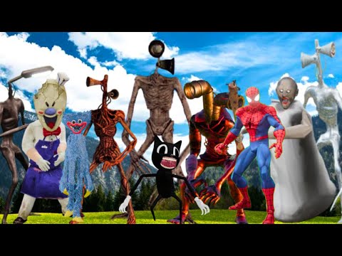 Team Siren Head vs Superheroes vs Ice Cream Man Granny Pipe Head Cartoon Cat