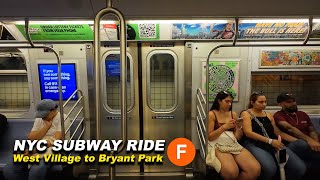 NYC Subway Ride from Joe's Pizza Location W 4 St Washington Square to 42 St-Bryant Park F train Ride