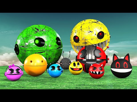 Pacman vs Monsters Compilation | Robot Pacman vs Cartoon cat 144