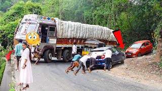 Truck Stuck at Hairpin Bend - Baleno vs Tiago in a Hair Raising Off Road Test