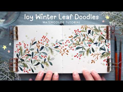 Beginner Friendly Icy Winter Leaf Doodles: Watercolor Tutorial