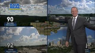 Partly sunny, hot and humid with possible random shower in Eastern half