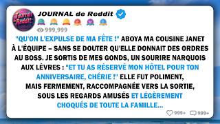 "Qu'on le mette dehors, qu'il sorte de ma soirée," a hurlé ma cousine Janet au personnel, sans...
