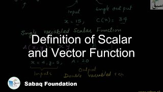 Definition of Scalar and Vector Function