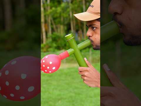 DIY Bamboo Creation with Red Colour Balloon Slingshots #diy #bamboo #creation #slingshots