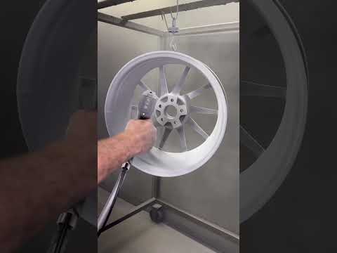 Testing out our new Electron E-Coat Master system on a sample wheel with a fade. #powdercoating