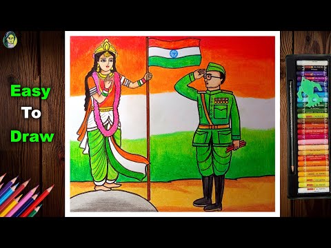 Netaji Subhash Chandra Bose Drawing Easy | Republic Day Drawing Easy | Bharat Mata Drawing