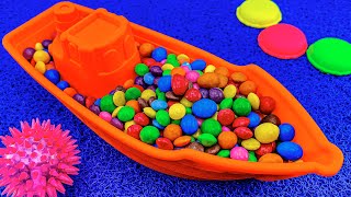 Space Satisfying Video | How To Orange Boat with Multicolor Slime Balls & A lot of Sweets ASMR