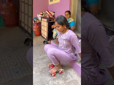 வாங்க வீட்டுலயே skating கத்துக்கலாம் 😂 #minivlog #vlog #husbandwifetamilcomedy #momdaughtercombo