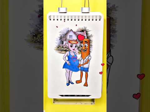 HAPPY COUPLE ❤️ Tung Tung Tung Sahur and Ballerina Cappuccina | DIY Sticker Book #diy #brainrot