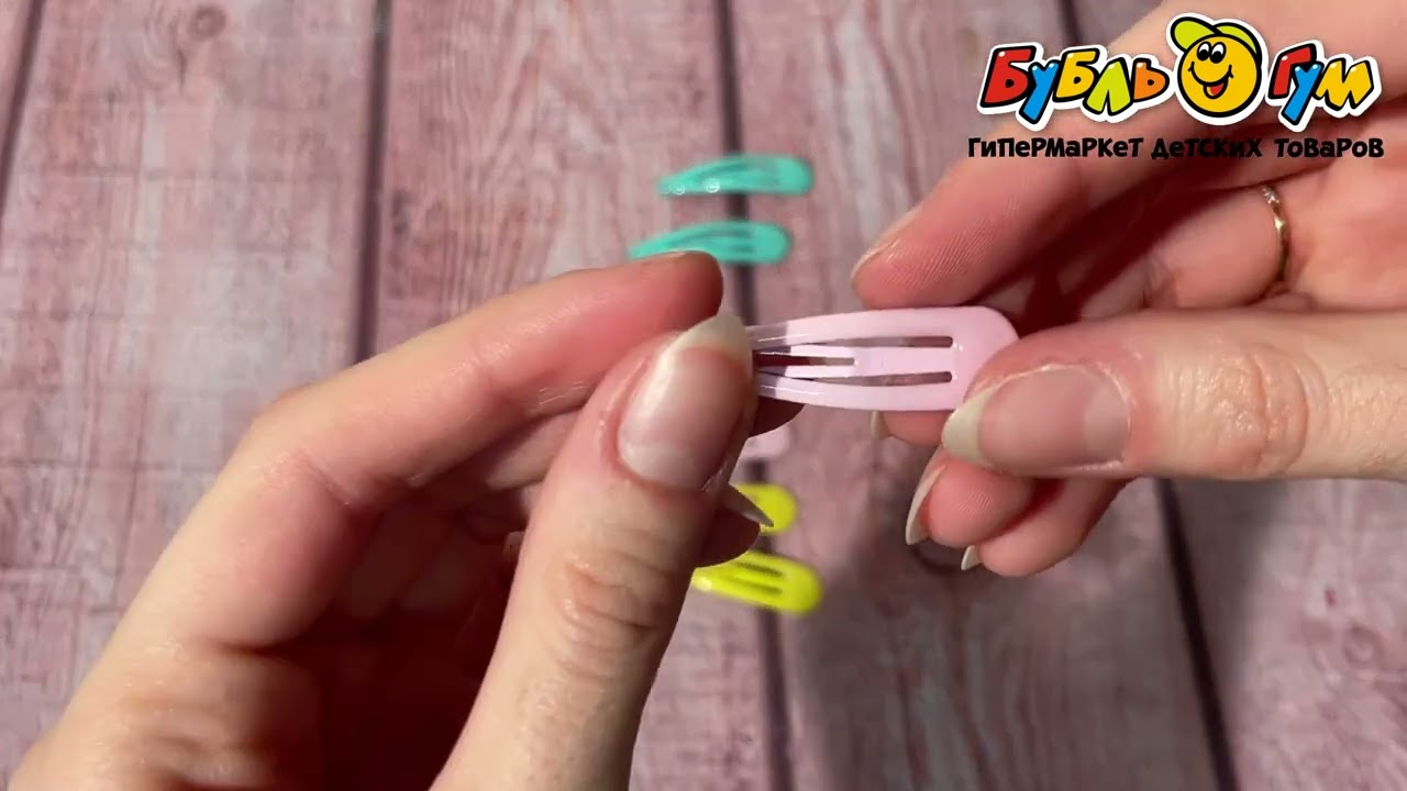 Заколки для волос глянцевые лимонные розовые мятные 6шт  - видео