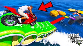 FRANKLIN TRIED STEEP MOTORBIKE TRACK PARKOUR RAMP CHALLENGE GTA 5 | SHINCHAN and CHOP