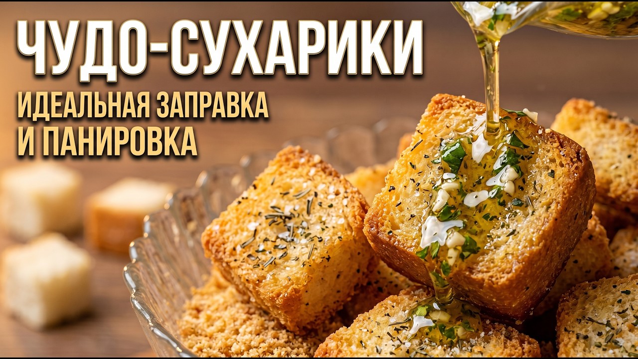 Чудо сухарики, для салатов и панировки. Просто, быстро и очень вкусно.