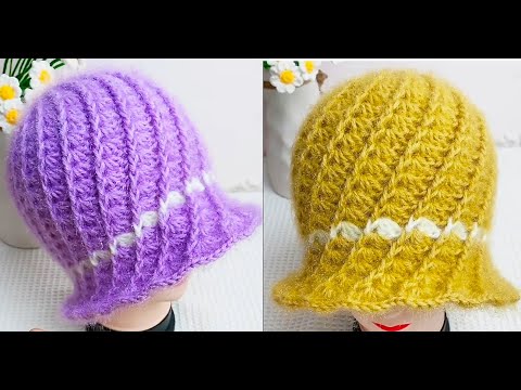 Easy to crochet a spiral pattern hat.Beautiful pattern for sharing~