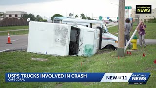 USPS truck rolls over in crash in Cape Coral