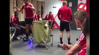 Southampton Players Racing Hoverboards In Changing Room