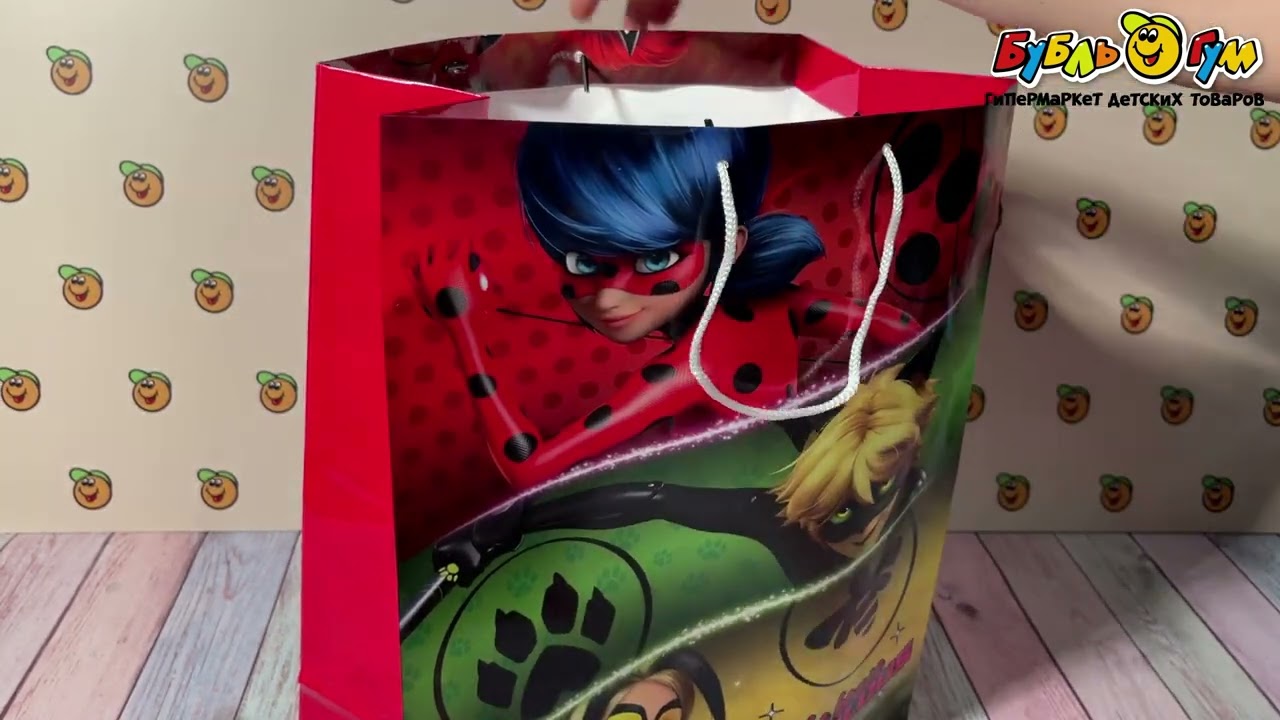 Пакет подарочный Леди баг 33,5х40см - видео Пакет подарочный Леди баг 33,5х40см - видео