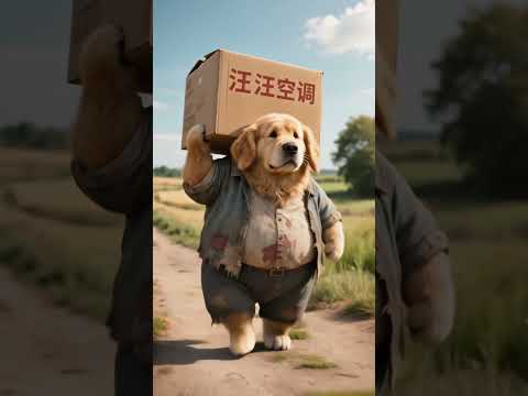 Golden Retriever dad made money and installed air conditioners at home, cute pet debut plan, dog,