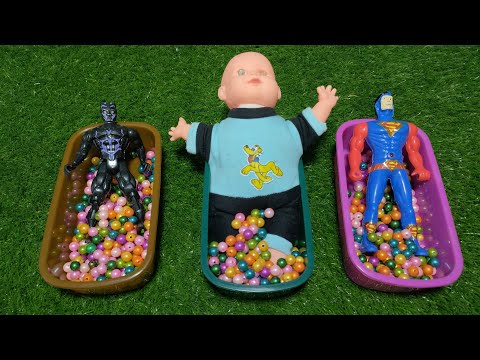 Satisfying Video With Rainbow Candy & Funny Make Up in 3 Bathtubs with Toys ASMR