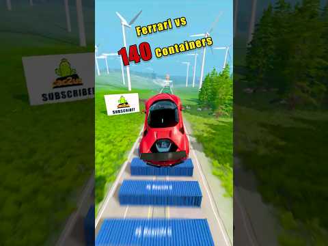 Cars vs 140 Containers ? BeamNG.drive  #beamngdrive #simulator #shorts