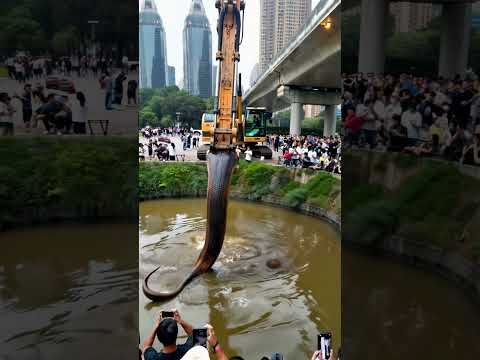 Unbelievable! Phone Captures Excavator Finding Giant Snake! 🐍 #Excavator #SnakeDiscovery #GiantSnake